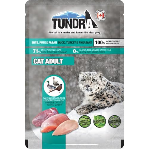 Tundra Katzenfutter Ente, Pute & Fasan, Nassfutter, Pouchbeutel 16 x 85 g von Tundra