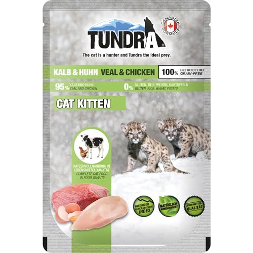 Tundra Katzenfutter Kitten Kalb & Huhn, Pouchbeutel 16 x 85 g von Tundra