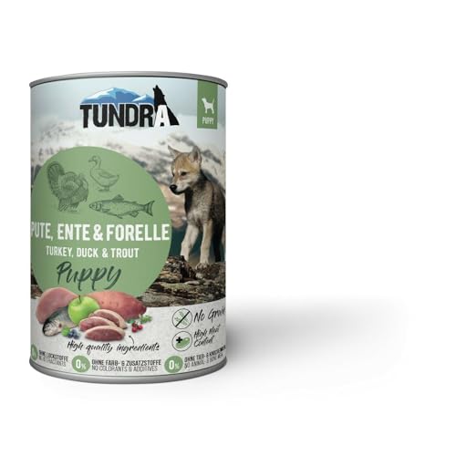 Tundra Hundefutter Puppy mit Pute, Ente & Forelle, Nassfutter 6 x 400 g von Tundra