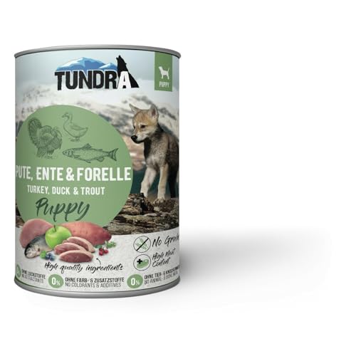 Tundra Hundefutter Puppy mit Pute, Ente & Forelle, Nassfutter 6 x 800 g von Tundra