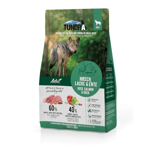 Tundra Trockenfutter Hundefutter Hirsch, Ente & Lachs - getreidefrei (750 g) von Tundra