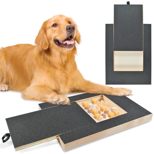 Kratzbrett für Hunde mit Leckerlibox 35x25x3cm, Scratch Pad für Nägel, Stressfrei Kratzbrett für Nägel Alternative zu Krallenschleifer für Hunde/Krallenschere für Hunde von Tundwhite