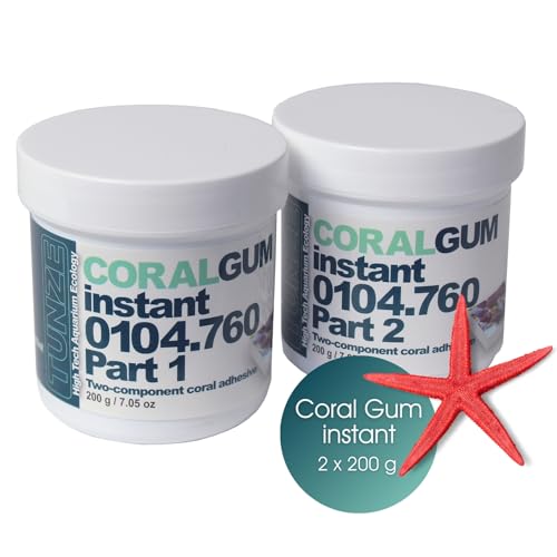 TUNZE Coral Gum instant I 400g I Korallenkitt auf Epoxidbasis I Zweikomponenten-Kitt zum Fixieren von Korallenablegern I robust & langlebig I Aquarien-Klebekitt I geruchsneutral & schnell aushärtend von Tunze