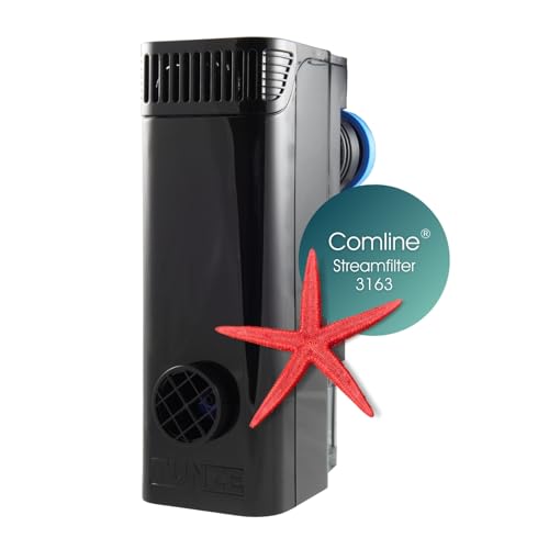 Tunze Comline Streamfilter 3163 l Wasserfilter zur Oberflächenabsaugung + Absaugung von Bodennähe für Aquarien mit 60-400 L l Aquariumfilter mit starker Magnethalterung l Flexibles Filtermedium von Tunze