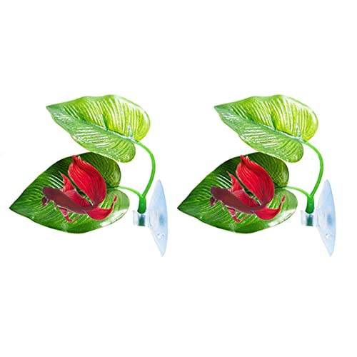 Betta Leaf Pad Hängematte mit Saugnapf, Doppelblätter, Laichplätze, Zucht, Ruhebett, 1 Pack / 2 Stück von Tuokend