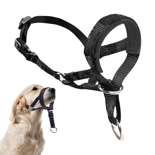 Hundehalfter Kopfgeschirr, Hundehalfter mit weich gepolsterter Nasenstütze, verstellbar und leicht zu kontrollieren, Anti Zug Halsband, Schwarz von TuseRxln