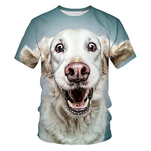 Halloween Deutscher Schäferhund Muster 3D Druck Tier Hund Druck Nette Hip Hop Fun T-Shirts, blau, L von Tushja