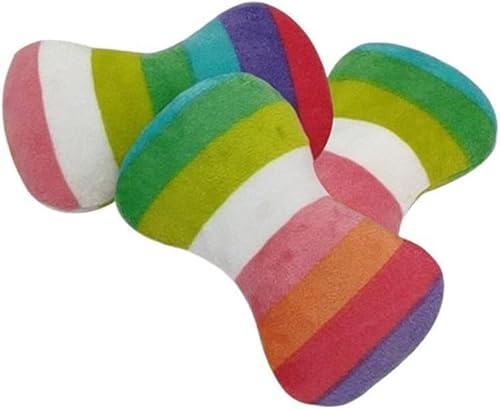 Buntes Hundespielzeug aus Plüsch, Regenbogen, Welpenzubehör, Kauspielzeug in Knochenform, Haustierzubehör für Haustiere, mit bezaubernder Qualität und attraktivem und professionellem Kauspielzeug, 2 von Tustao