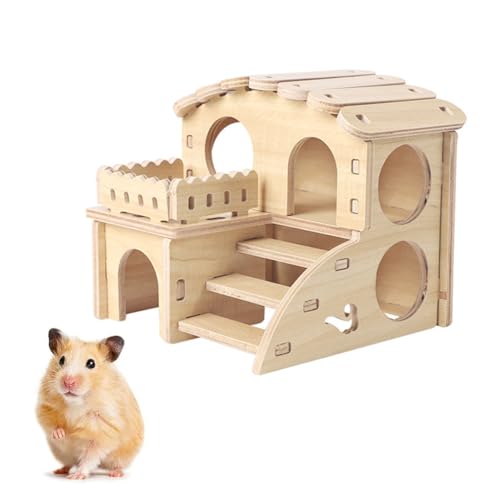 Hamsterversteck Holzhaus Kammer Kleintiere Haustiere Tunnel Erkundungsspielzeug Secret Peep Schuppen für Zwerghamster von Tuulizz