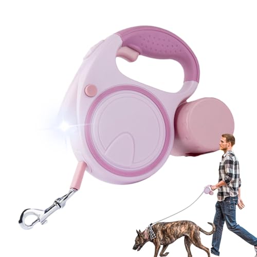 Tuxxjzm Automatisch einziehbares Haustierseil, einziehbarer Haustiergurt, Langes Zugseil für Haustier, Hund, Katze, Welpe, Teleskop-Gehleine mit LED-Licht, stabiles Hundeseil zum Joggen, Strand, von Tuxxjzm