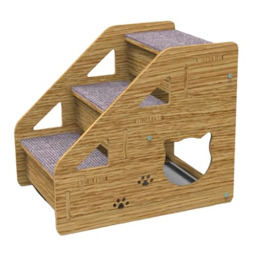 Tuxxjzm Bed Steps For Dogs | 3-stufige Hundetreppe für mittelgroße / kleine Hunde, alte Katzen, Hunde-/Katzenleiter, Holz, rutschfest, für Betten und Autos, Hochbetten, Sofa von Tuxxjzm