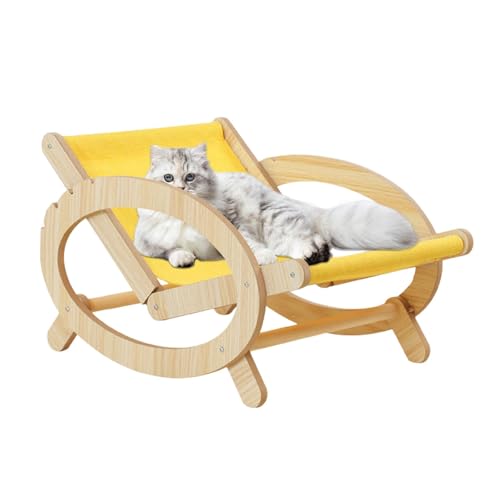 Tuxxjzm Erhöhtes Haustierbett Stuhl | Katzen-Freizeitstuhl aus Holz | verstellbares Katzenkratzsofa für den Innenbereich mit Canvas-Bezug, kratzfest für Kaninchen von Tuxxjzm
