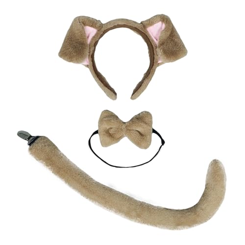 Tuxxjzm Hundeohren und Schwanz-Set, Welpenohren, Stirnband und Schwanz | Hundeohren Stirnband Fliege Hundeschwanz Hundekostüm Zubehör | Cosplay-Zubehörset für Verkleidungen mit Tiermotiven, von Tuxxjzm