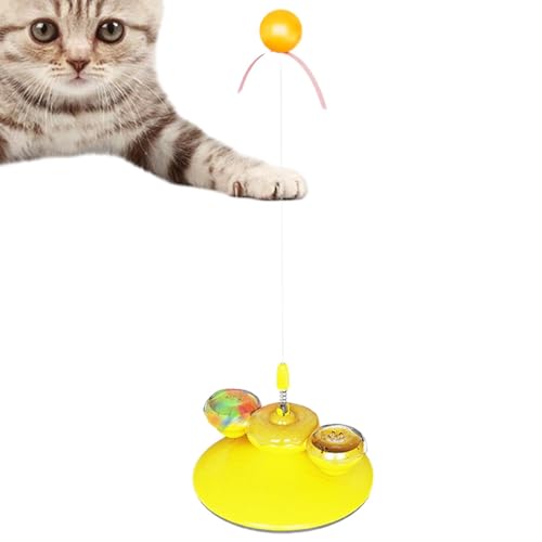 Tuxxjzm Katzenspielzeug mit Saugnapf, leuchtender Ball – lustiger Katzenspielzeug für Kätzchen-Übungen, Haustier-Anreicherungsspiel von Tuxxjzm