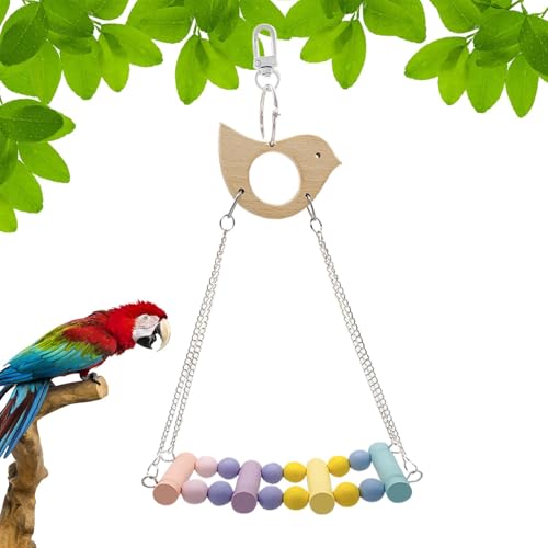 Tuxxjzm Nymphensittichkäfig Schaukel Holz Vogelkäfig Spielzeug Haustier Vogelkäfig Zubehör mit Metallhaken für Wellensittich, Conures, Liebesvögel von Tuxxjzm