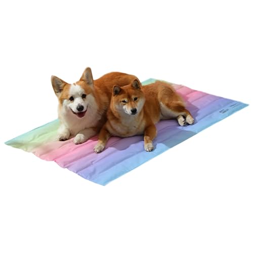 Tuxxjzm Pet Gel Ice Pad - Rainbow Folding Cooling Gel Mat for Pet Cats - Pet Deep Sleeping Summer Heat Absorbing Pad for Sofa, Balcony, Living Room, Bedroom von Tuxxjzm