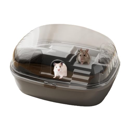 Tuxxjzm Syrischer Hamsterkäfig, Zwerghamsterkäfig | Transparenter Hauskäfig, Spaß und interaktiver Lebensraum | Maße des Haustierheims: 13,98 x 10,83 x 7,87 Zoll, inklusive Trainingsrad von Tuxxjzm