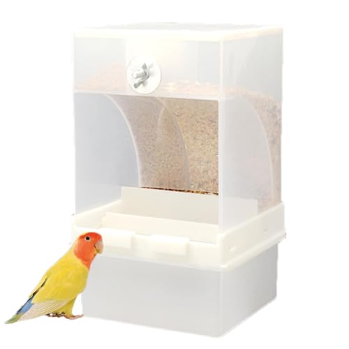 Tuxxjzm Vogelfutterstation für Sittiche aus Acryl mit Sitzstange, Käfigzubehör, Ansicht für kleine und mittelgroße Lovebirds, Sittiche, Nymphensittiche, Eichhörnchen von Tuxxjzm