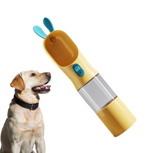 Tuxxjzm Wasserflasche für Hunde, Trinkflasche für Haustiere - 2-in-1-Flasche für Hunde und Katzen mit Futterbehälter - Cartoon-Welpentrinker, tragbarer Futterspender für Haustiere, Reise-Futterspender von Tuxxjzm