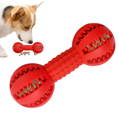 Tuxxjzm Zahnreinigungsspielzeug für Hunde, Interaktives Hundespielzeug Leckerli - Interaktives Leckerli-Spender-Spielzeug für Welpen,Hundespielzeug zum Zähneknirschen in Hantelform von Tuxxjzm