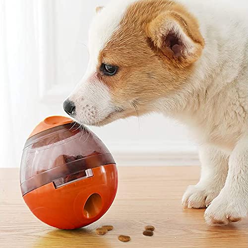 Haustier-Futterball, Hundeleckerli-Spender, Leckerli-Spender, langsames Füttern, interaktives Tumbler-Design, Leckerli-Spender, Ballspielzeug für Hunde und Katzen, erhöht das IQ-Training (orange) von Tuzsocr