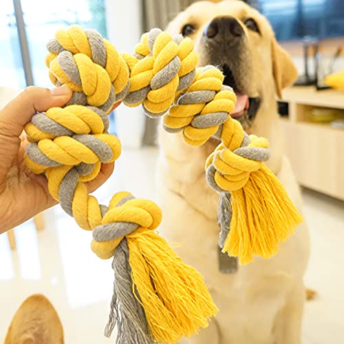 Hundespielzeug für aggressive Kauer: robustes 90 cm langes Seil mit 5 Knoten, Kauspielzeug für große und mittelgroße Hunde, unzerstörbares Baumwollseil für große Rassen, Hundespielzeug, Zahnreinigung von Tuzsocr