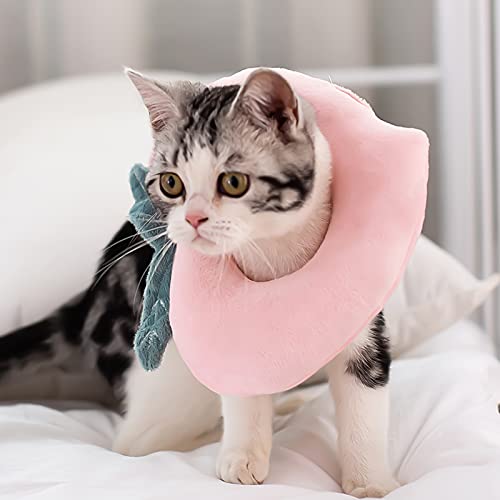 Katzen-Halsband, verstellbares Katzen-Erholungshalsband, Haustier-Schutzhalsband, Katzenkegelhalsband, Wundheilung, schützend, weiche Kegelhalsbänder, für Anti-Biss-Leck (S, rosa) von Tuzsocr