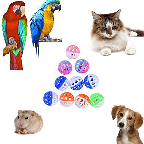 Tuzsocr Katzenspielzeug-Ball mit Glocke, 4 cm, Kunststoff, Katzenspielzeug, Jingle Chase, Rassel, hohle Bälle, Jingle Bell Bälle für Hunde/Katzen, Jagdspielzeug, zufällige Farbe, 10 Stück von Tuzsocr