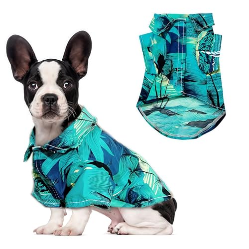 Hawaii-Hunde-Shirt für kleine Hunde, Meereswellen-Blau, Größe L von TwinkkeJoy