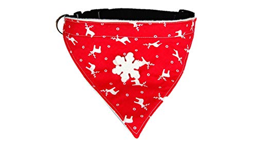 Twinkys Dog Style Hunde Halstuch Halsband XL rot m. Rentieren und großer Schneeflocke Halsumfang 52 cm - 62 cm Made IN Germany von Twinkys