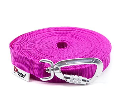 Twinkys Dog Style Hundeleine Schleppleine MIT Handschlaufe mit Sicherheitskarabiner 20 mm breit für Hunde bis 50 kg 25 Meter, Pink Made in Germany von Twinkys