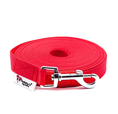 Twinkys Dog Style Hundeleine Schleppleine OHNE Handschlaufe Rot 25 Meter 20 mm breit für Hunde bis 50 kg Made IN Germany von Twinkys