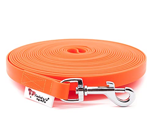 Twinkys Dog Style Hundeleine Schleppleine Wasserabweisend 13 mm breit für Hunde MIT Handschlaufe Neon Orange 3 Meter Made IN Germany von Twinkys