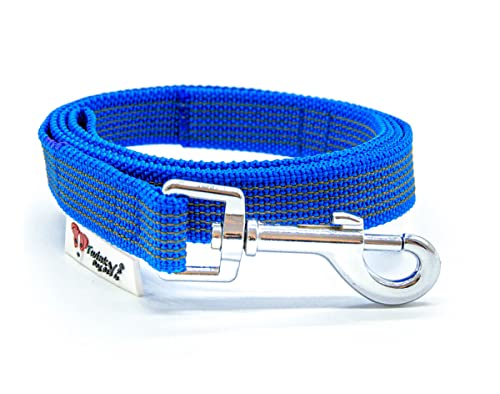 Twinkys Dog Style Hundeleine gummiert 20 mm breit für Hunde bis 50 kg mit Salzwasser beständigem Edelstahl Karabiner - OHNE Handschlaufe 1 Meter, Blau 20 mm Made in Germany von Twinkys