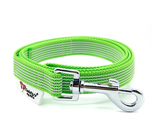 Twinkys Dog Style Hundeleine gummiert 20 mm breit für Hunde bis 50 kg mit Salzwasser beständigem Edelstahl Karabiner - OHNE Handschlaufe 1 Meter, Neon Grün 20 mm Made in Germany von Twinkys