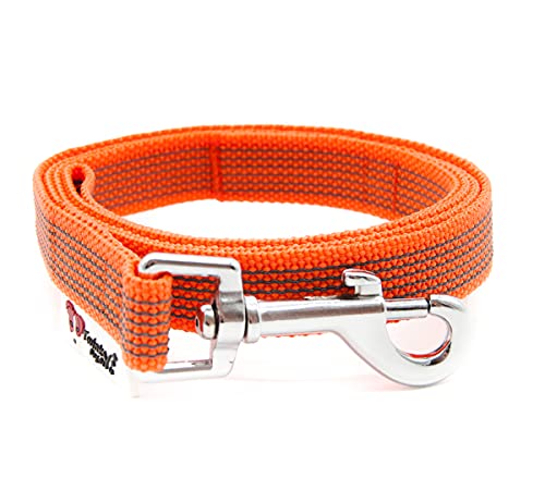 Twinkys Dog Style Hundeleine gummiert 20 mm breit für Hunde bis 50 kg mit Salzwasser beständigem Edelstahl Karabiner - OHNE Handschlaufe 1 Meter, Orange 20 mm Made in Germany von Twinkys