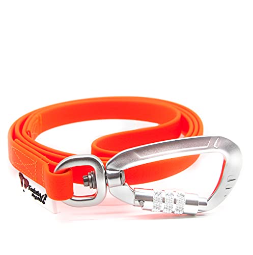 Twinkys Dog Style Hundeleine wasserabweisend 13 mm breit mit Sicherheitskarabiner für Hunde 1 Meter OHNE Handschlaufe Neon Orange Made in Germany von Twinkys