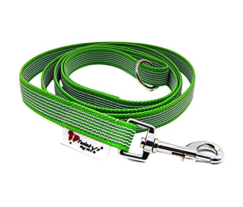 Twinkys Dog Style Kurze Führleine gummiert mit Handschlaufe, Länge 160 cm, Breite 20 mm, für kleine und große Hunde geeignet Made in Germany Neon Grün von Twinkys