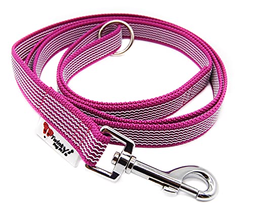 Twinkys Dog Style Kurze Führleine gummiert mit Handschlaufe, Länge 160 cm, Breite 20 mm, für kleine und große Hunde geeignet Made in Germany Pink von Twinkys