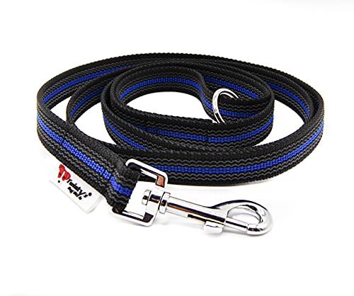 Twinkys Dog Style Kurze Führleine gummiert mit Handschlaufe, Länge 160 cm, Breite 20 mm, für kleine und große Hunde geeignet Made in Germany Schwarz Blau von Twinkys