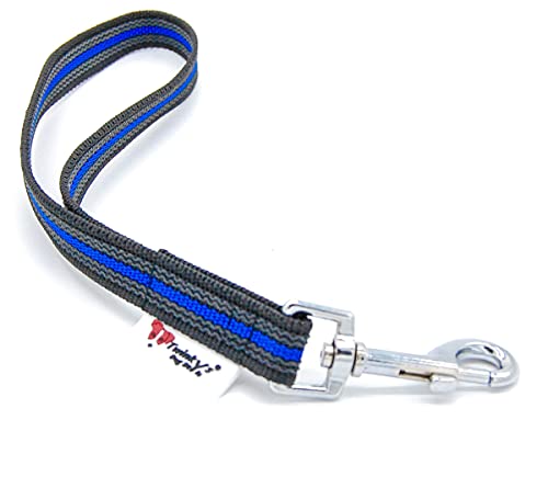 Twinkys Dog Style Kurzführer Hundeleine Handschlaufe gummiert 20 mm breit Schwarz Blau mit Edelstahl Karabiner Made IN Germany von Twinkys