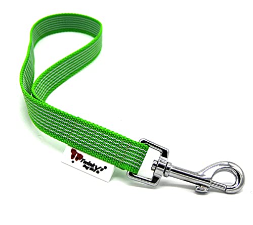 Twinkys Dog Style Kurzführer Hundeleine Handschlaufe gummiert 20 mm breit Neon Grün mit Edelstahl Karabiner Made IN Germany von Twinkys