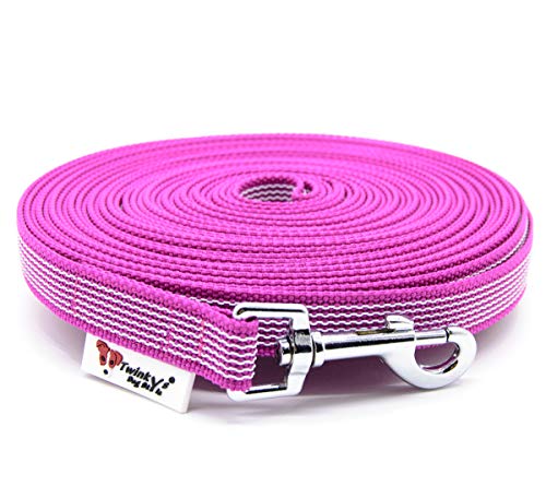 Twinkys Dog Style Schleppleine Hundeleine gummiert 20 mm breit für Hunde bis 50 kg - MIT Handschlaufe 35 Meter Pink Made in Germany von Twinkys