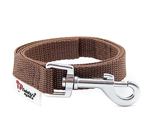 Twinkys Dog Style Hundeleine MIT Handschlaufe Braun 1 Meter 15 mm breit für Hunde bis 15 kg Made in Germany von Twinkys