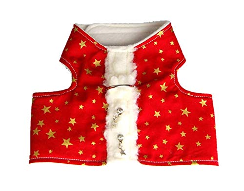 Twinkys Dog Style Softgeschirr Brustgeschirr S rot mit goldenen Sternchen für kleine Hunde Made IN Germany von Twinkys