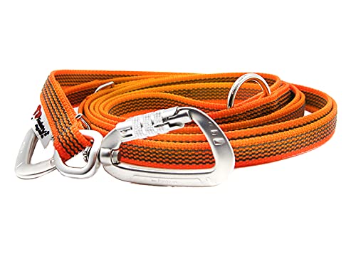 Twinkys Dog Style Dreifach verstellbare Hundeleine gummiert 15 mm breit mit Sicherheitskarabiner 3 Meter Orange von Twinkys