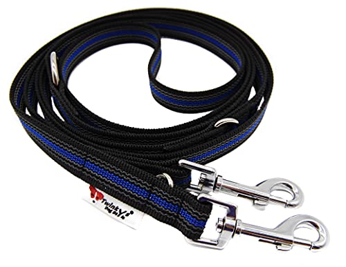 Twinkys Dog Style Verstellbare Hundeleine gummiert Schwarz Blau 3 Meter 20 mm breit Made in Germany von Twinkys