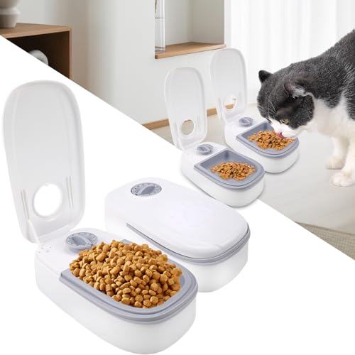 Tyafzzn Automatischer Futterspender für Katze, Futterautomat mit 48 Stunden-Timer für Trockenfutter oder Halbfeuchtes Futter, Automatic Feeder für Katzen und Kleine Hunde von Tyafzzn