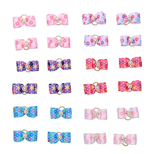 Tyenaza 24pcs Pet Hair Bows, Dog Small Bowknot, Cute Colorful Pet Grooming Bows with Rubber Bands, for Pet Party Birthday Party Wedding von Tyenaza