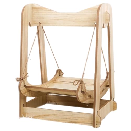 Tyinerc Katzenhängematte Bett Holz,Hölzerne Katzenhängematte - Kätzchen-Schaukelbett,Kleintierbehänge, Katzenhängematte, Katzenschaukelbett, platzsparend zum Schlafen, Spielen, Klettern von Tyinerc